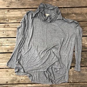 Grey knit funnel neck top